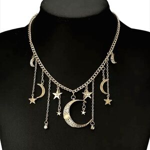 Boho Necklace Moon And Stars Retro Style Hippie Jewelry